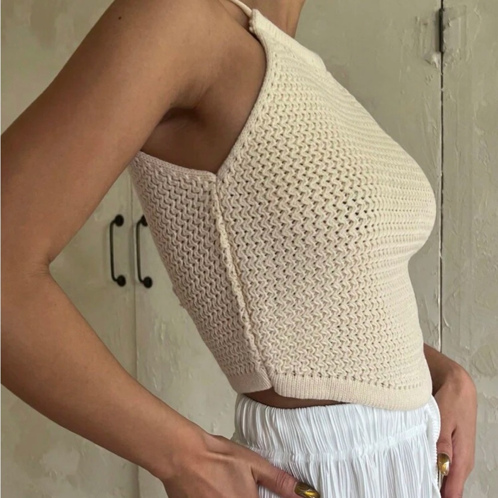 Crochet Knit halter tie back Top - Picture 7 of 7